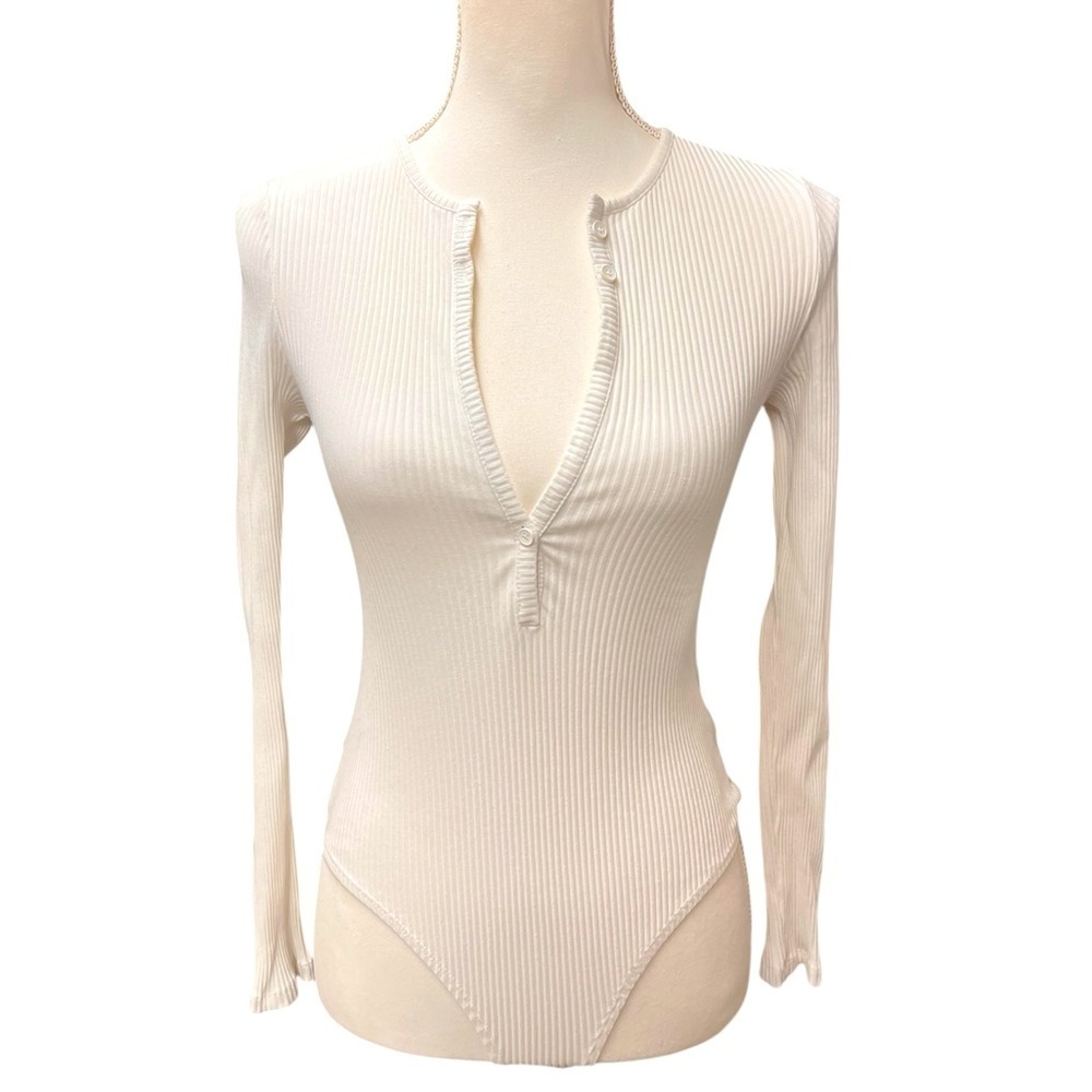 Ribbed Long Sleeve Bodysuit Medium